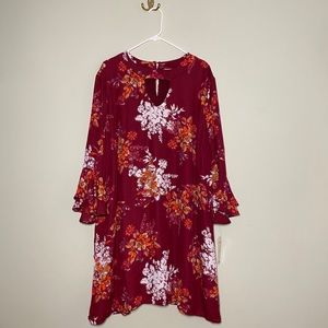 NWT Wishful Park maroon floral dress 2XL